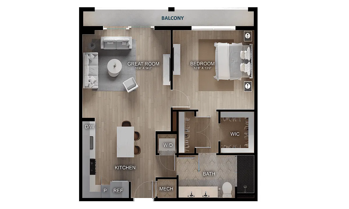 Floor plan 1 Bed/1 Bath-A3