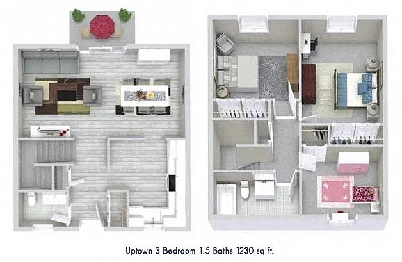 Floor plan 3 Bedroom 1.5 Bath