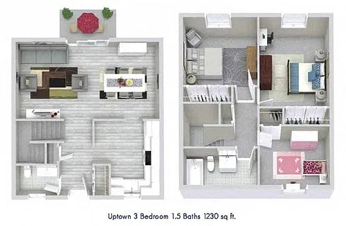 Floor plan 3 Bedroom 1.5 Bath
