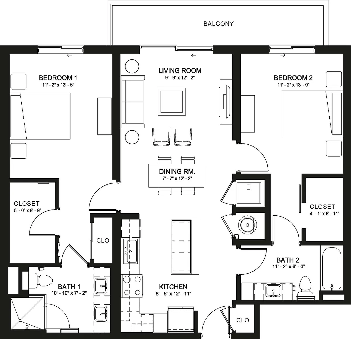 Floor plan 2 Bed/2 Bath-B7