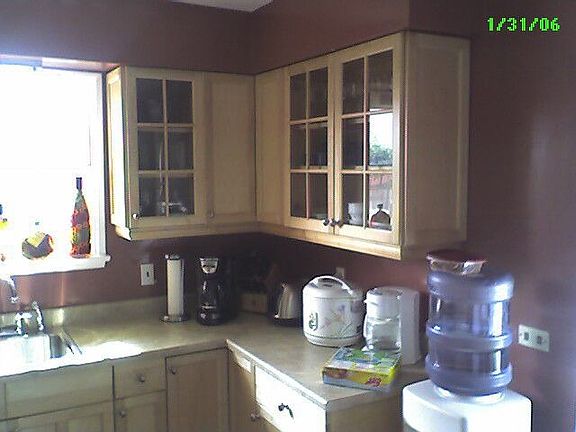 Newer glass cabinets.