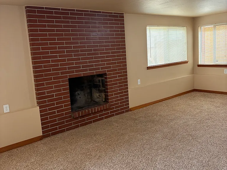 Bottom area with fireplace place.