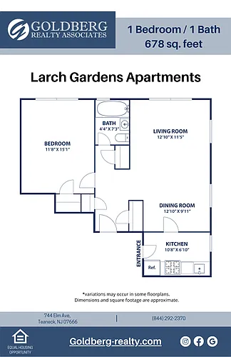 Floor plan One Bedroom 1 bath