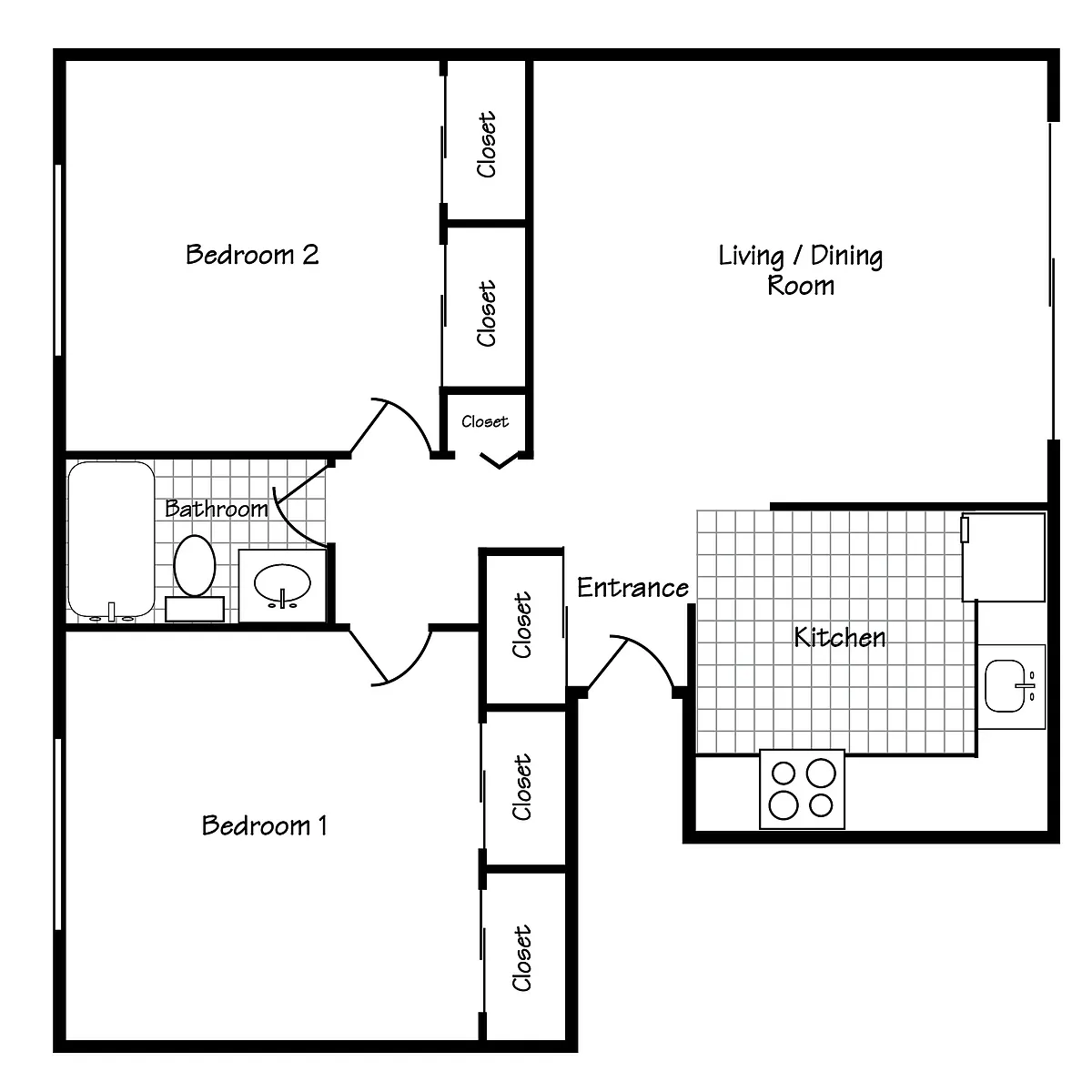 Floor plan 2 Bed 615-625