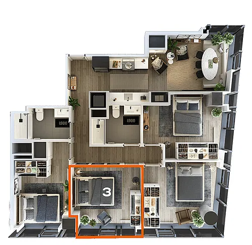 Floor plan Co-Living LT-09 Bedroom 3