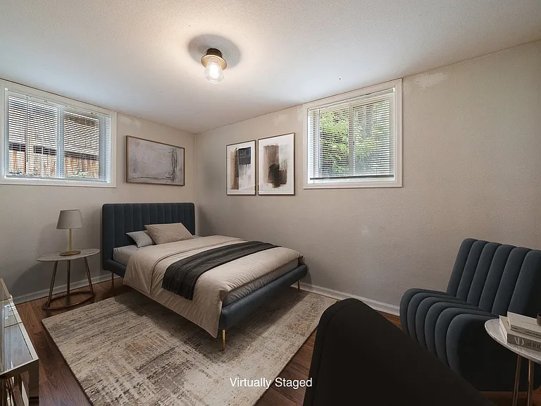 Bedroom with 2 windows and great space (virtually staged)