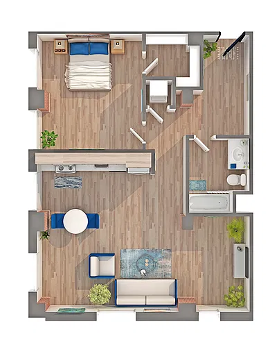 Floor plan 1 BR x 1 BA - G