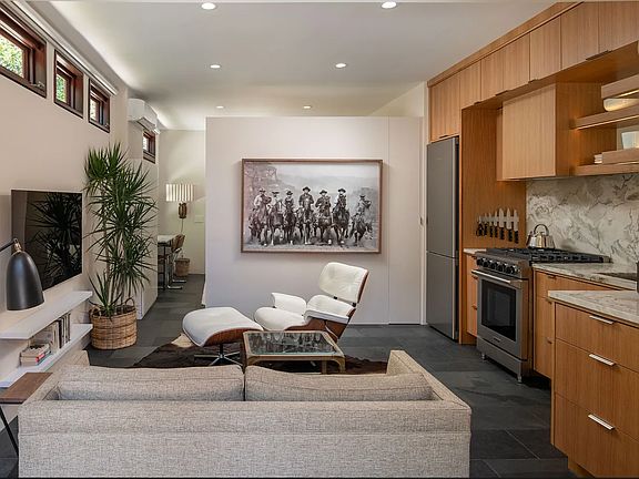 View of living room and adjacent Kitchen