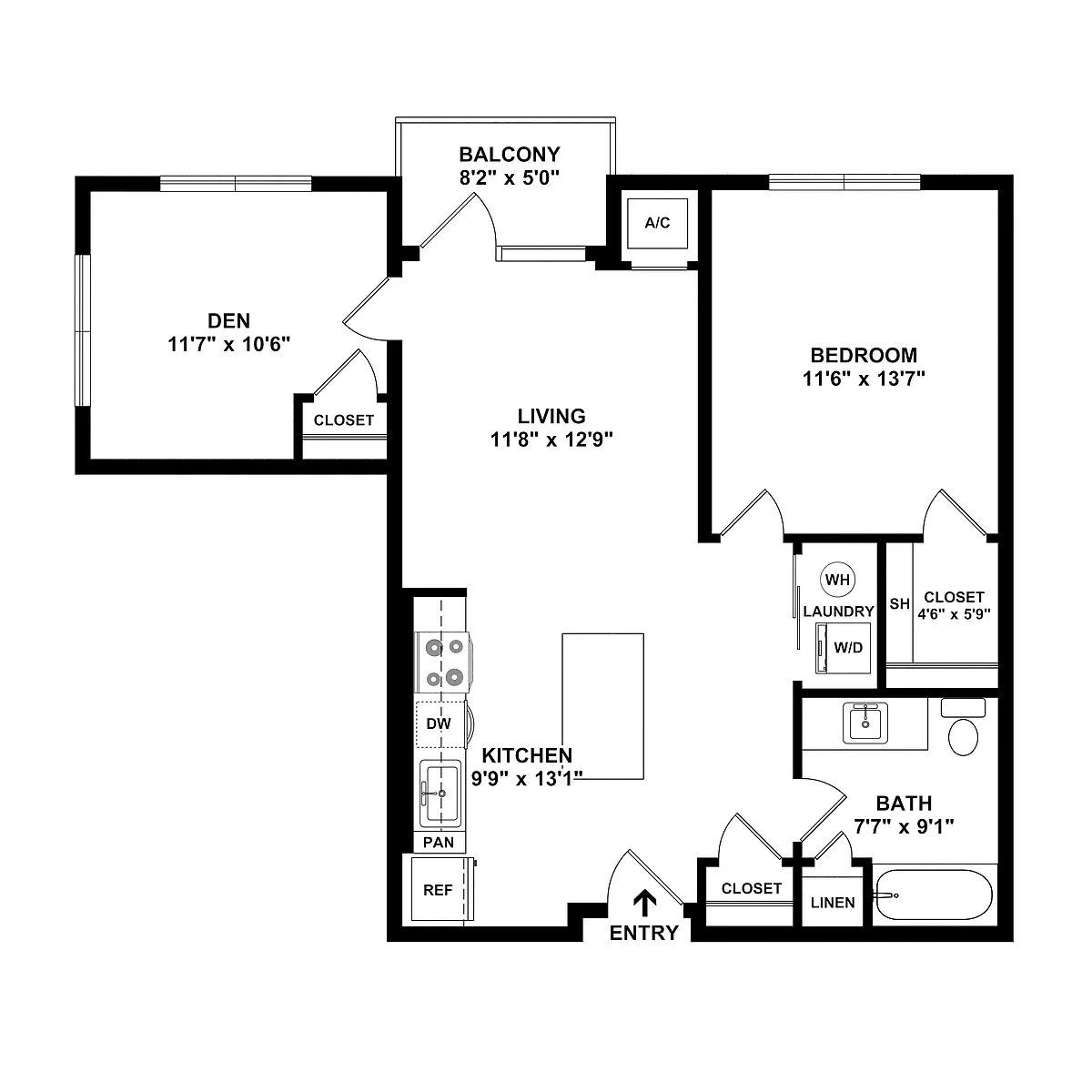 Floor plan 1X1-763