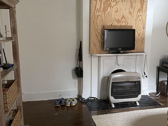 Living room with gas heater