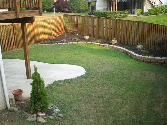 Freshly landscaped backyard