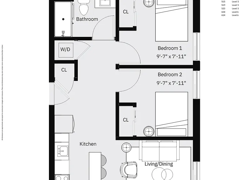 2 BED 1 BATH - AF | 576 SF 2 BED 1 BATH - AF | 576 SF