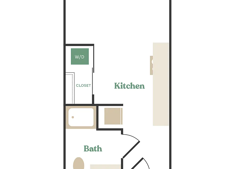 Studio, 1 Bath - Apt E Studio, 1 Bath - Apt E