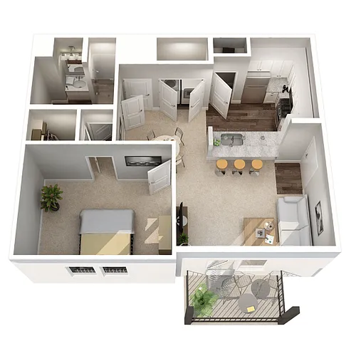 Floor plan 1x1 Phase 1 720 sq ft