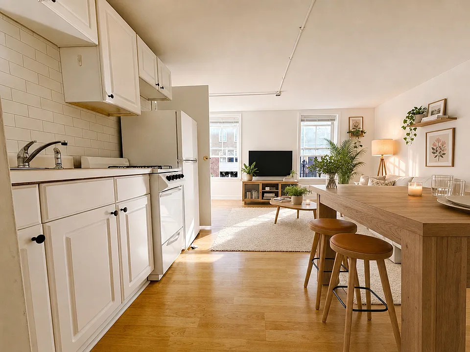 Virtually Staged Kitchen/Living