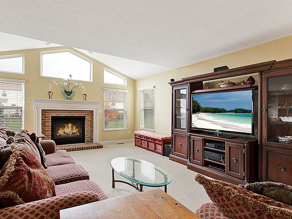 great room with gas log fire