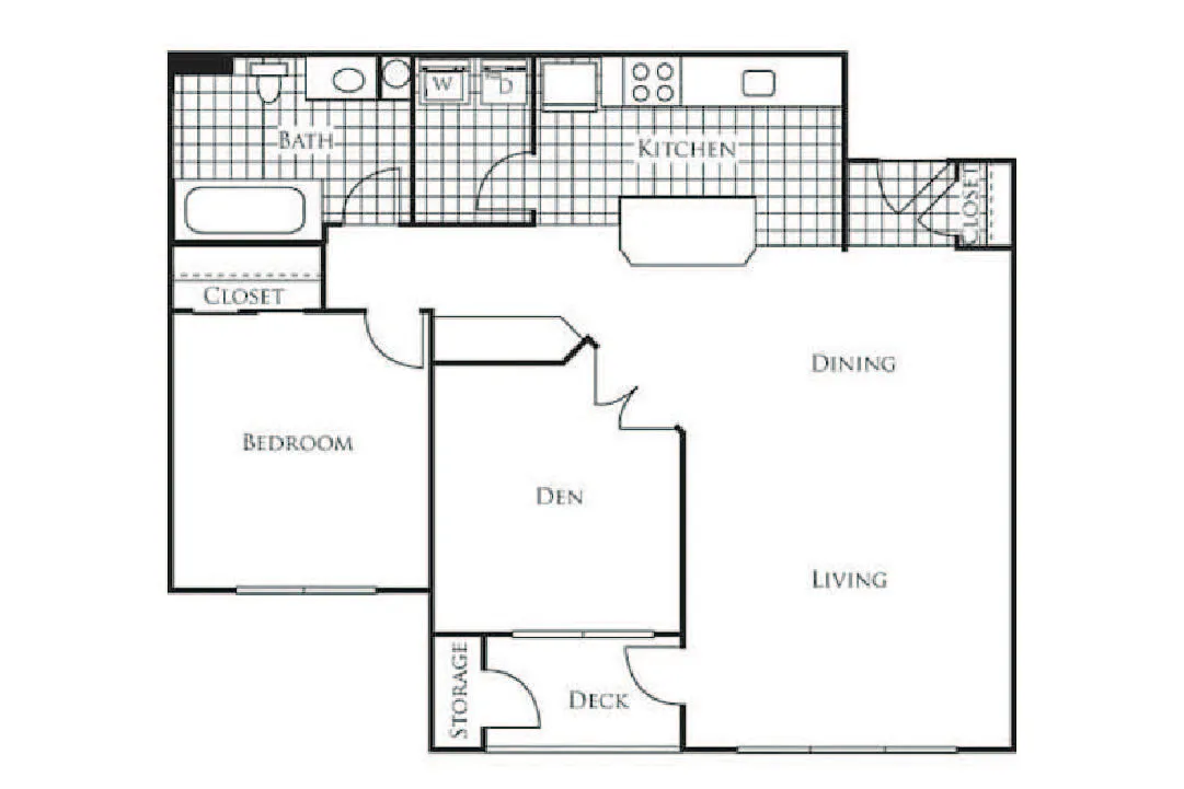 Floor plan 1 Bedroom Den A6 Renovated