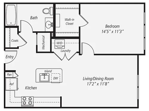 Floor plan A1-780-island