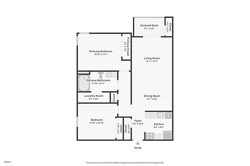Floor plan 2 Bedroom 1 Bathroom