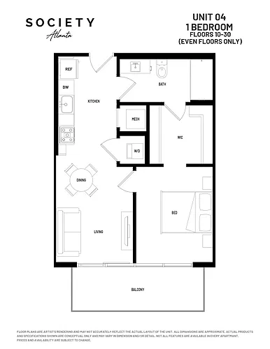 Floor plan 1 Bed - A1