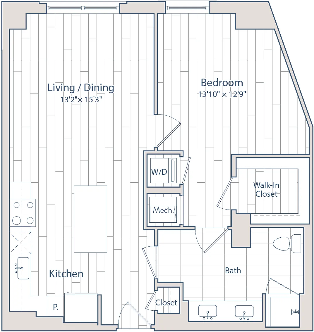 Floor plan 1 Bed/1 Bath-C14-2