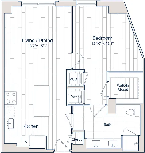 Floor plan 1 Bed/1 Bath-C14-2