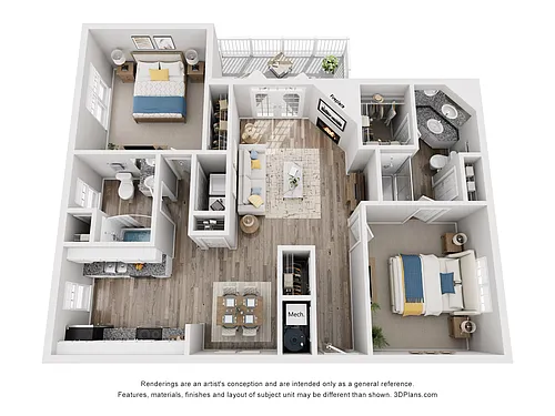 Floor plan B4 - Two Bedroom, Two Bathroom