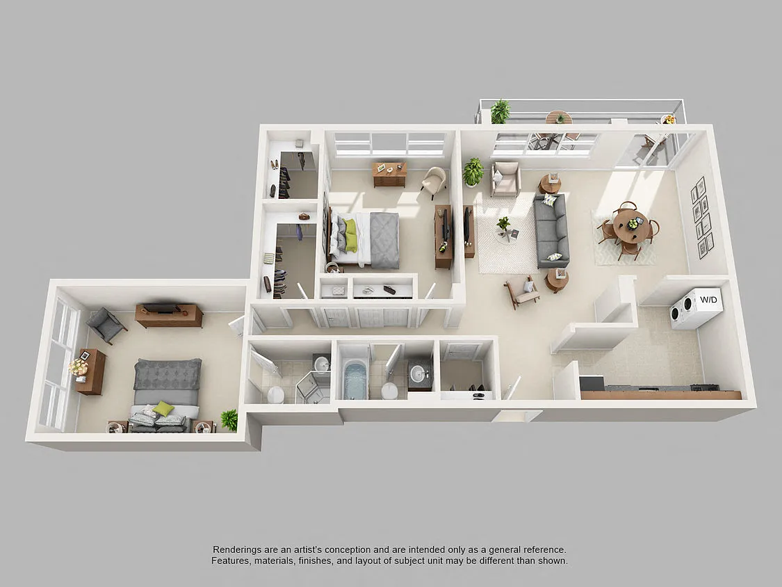 Floor plan Two Bedroom/Two Bath - Corner