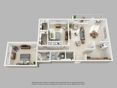 Floor plan Two Bedroom/Two Bath - Corner