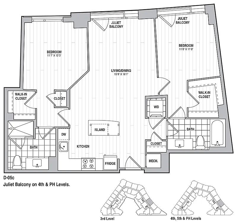 Floor plan 2 Bed 2 Bath 1025