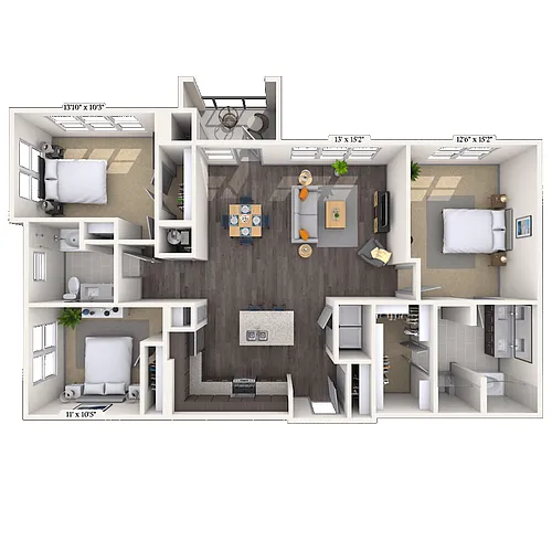 Floor plan Traditional 3x2-1429 SF-FP
