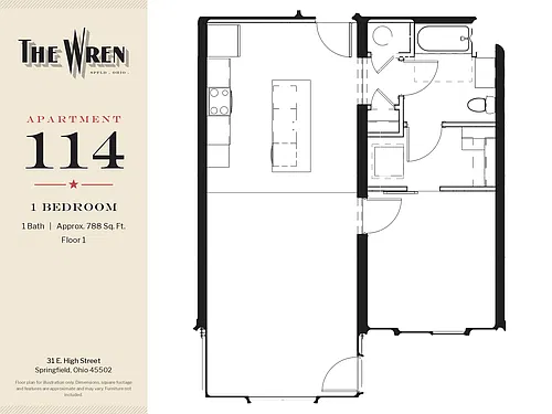 Floor plan WREN-114-1BED-N