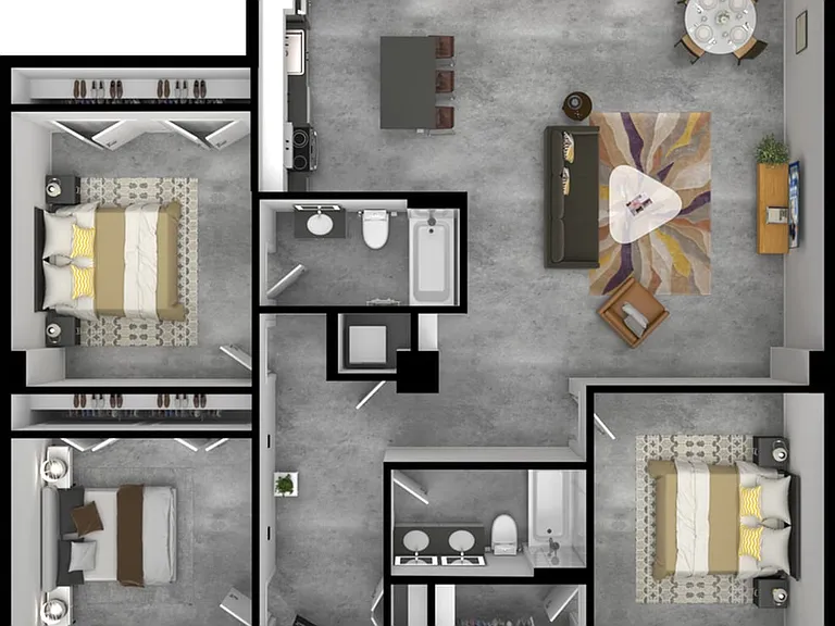 3 Bedroom - Units 1123, 1223, 1323, 1423, 1523, 1623