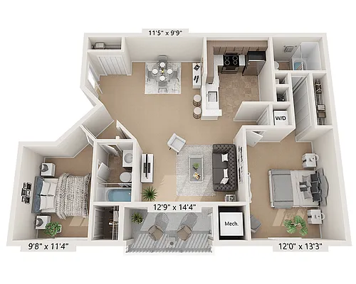 Floor plan B2A (2x2)