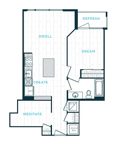 Floor plan 1 Bed/1 Bath Den sl-ad07