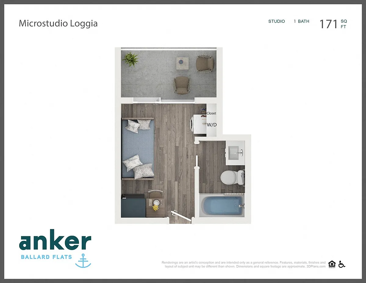Floor plan Microstudio with Loggia