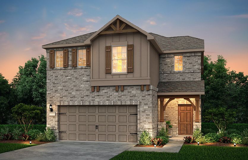 The Sienna, a two-story home with 2-car garage, shown with Home Exterior S