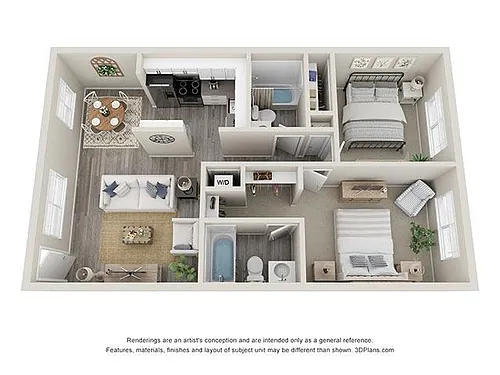 Floor plan 2 Bed 2 Bath - Classic