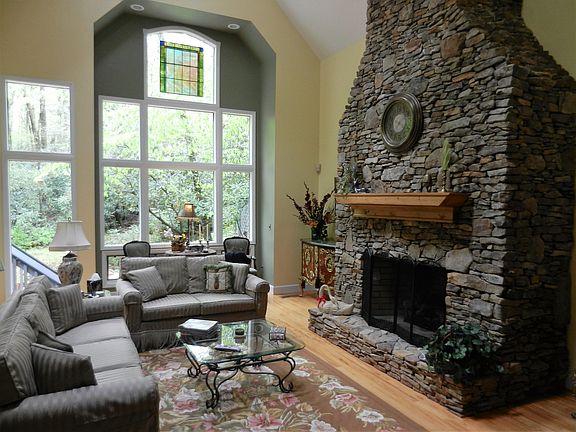 Stacked Stone Fireplace