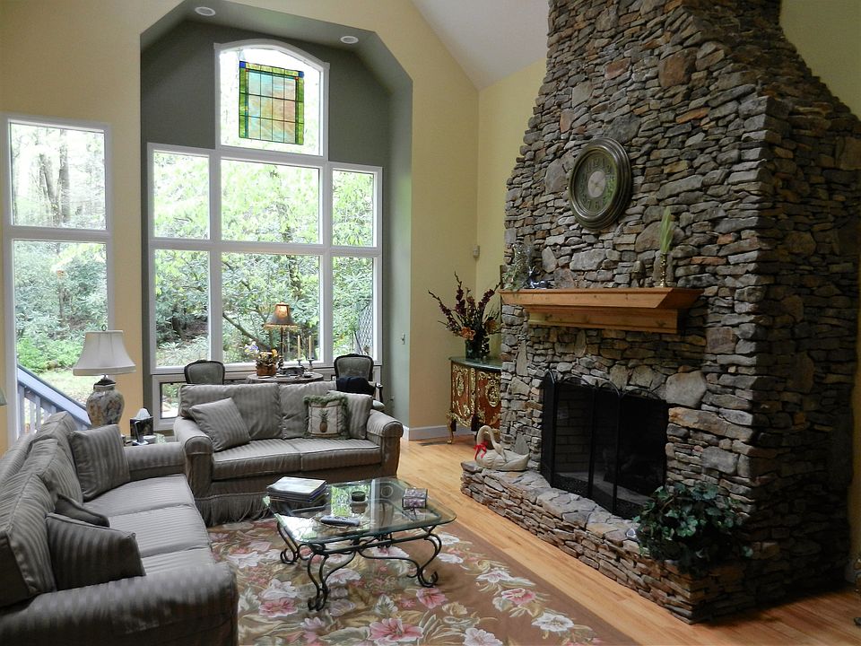 Stacked Stone Fireplace