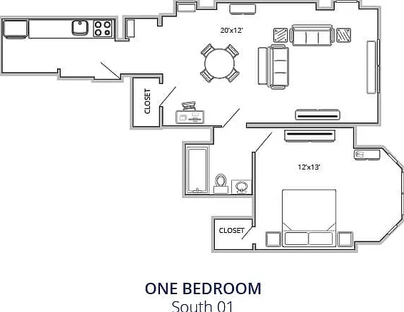 One Bedroom One Bath South 01 One Bedroom One Bath South 01