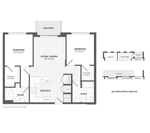 Floor plan 2 Bed/2 Bath-B1a 367 Orange