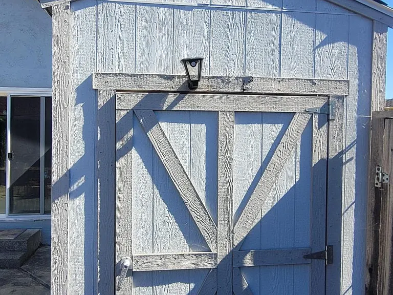 one of the storage sheds in the backyard
