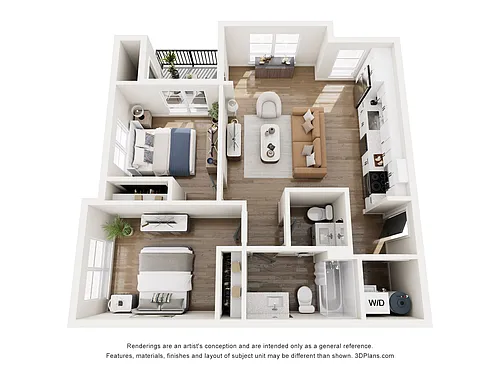 Floor plan Two-Bedroom 2A-1