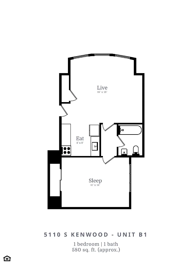 Floor plan 1 Bed | 1 Bath (B1)