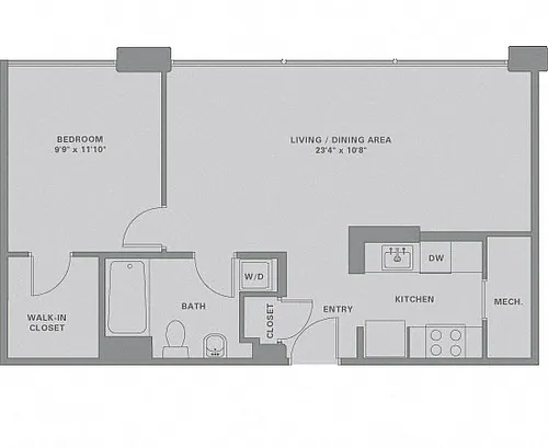 Floor plan 1 Bed/1 Bath-A3