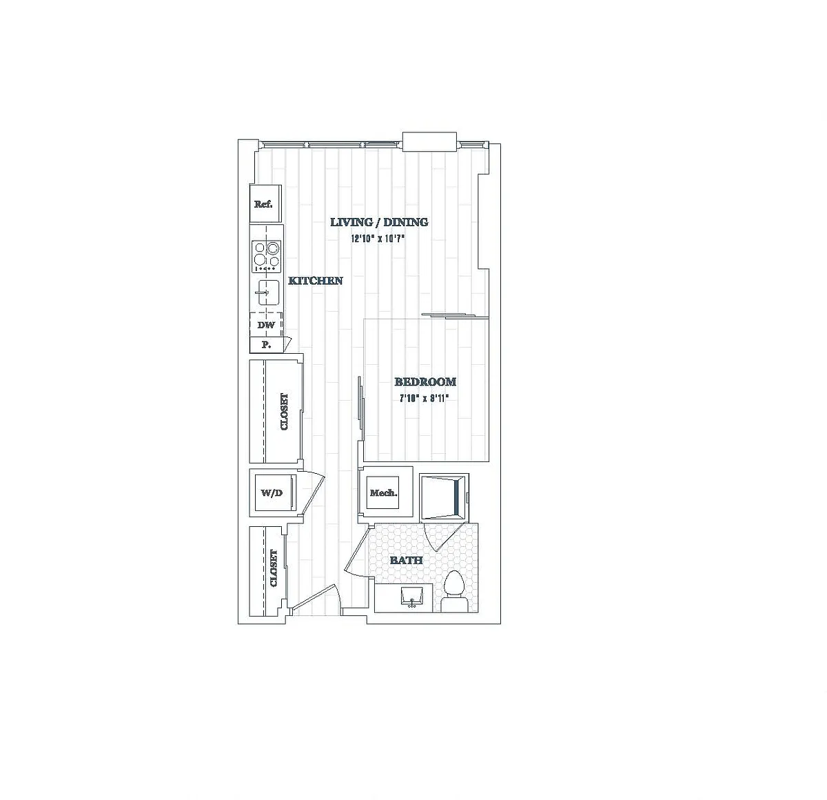 Floor plan 1 Bed - 1 Bath | aj1