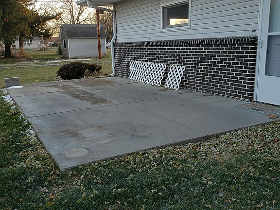 Cement Pad in back yard.