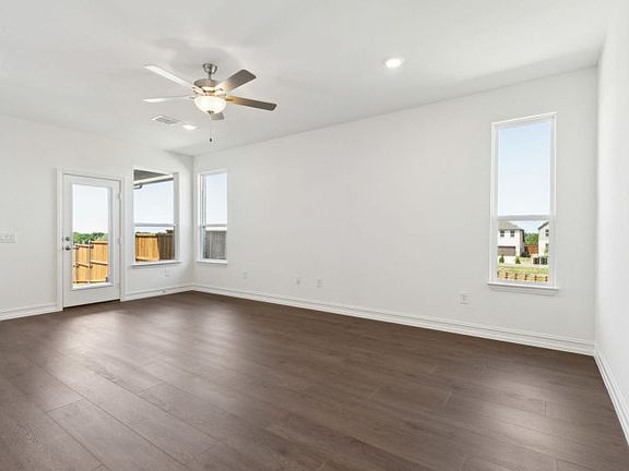 Spacious gathering room with large windows