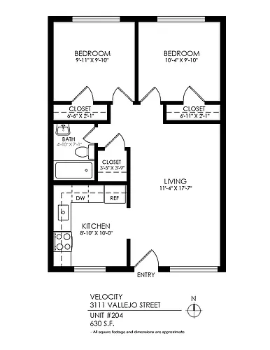 Floor plan 2 Bedroom 1 Bathroom